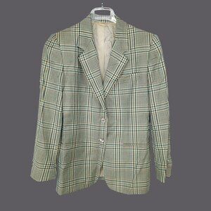 Vintage 80s Henry Cottons Blazer Small Tan Plaid